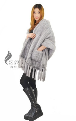 【CX-B-M-25C 寶藍(lán)水貂毛手工編織女士皮草披肩 皮草批發(fā)】?jī)r(jià)格,廠家,圖片,圍巾,桐鄉(xiāng)市誠(chéng)興皮草制品-